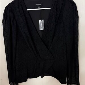 Express Elegant Black Textured Blouse